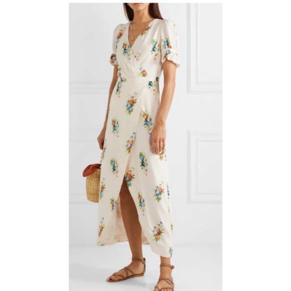 Madewell Dresses & Skirts - Madewell Magdalena Midi Dress Women's Size 2 Floral Wrap Classic Corsage Ivory